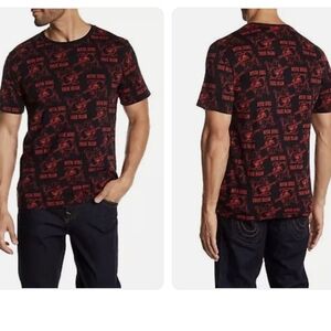 True Religion Men's Buddha Monogram Crew Neck Cotton T-shirt Black/Red Medium‎